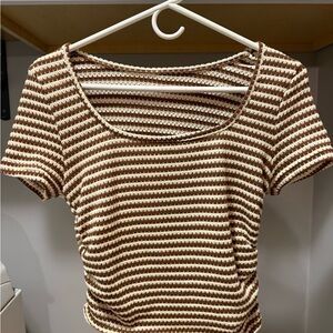 Striped Brown and Cream Women's Top